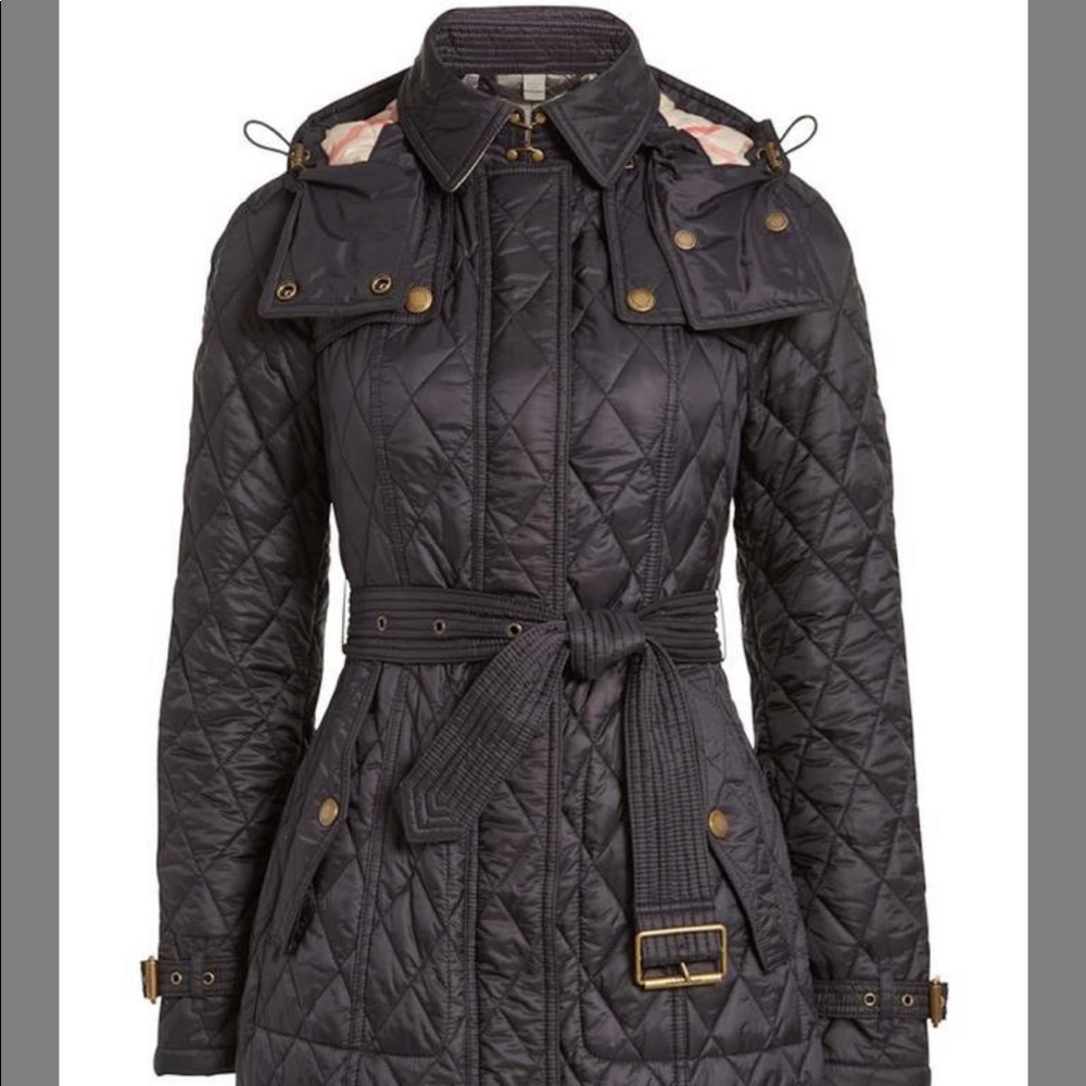 Burberry Finsbridge Hooded Quilted Jacket, Black